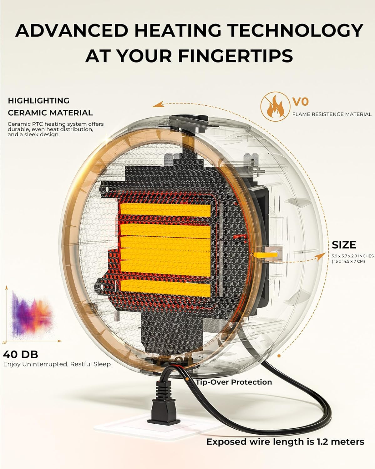 Space Heater for Indoor Use, Portable Electric Heater with 2S Fast Heating & PTC Ceramic, Tip-Over/Overheat Protection, Ultra Quiet Mini Desk Heater for Bedroom, Bathroom, Home Office