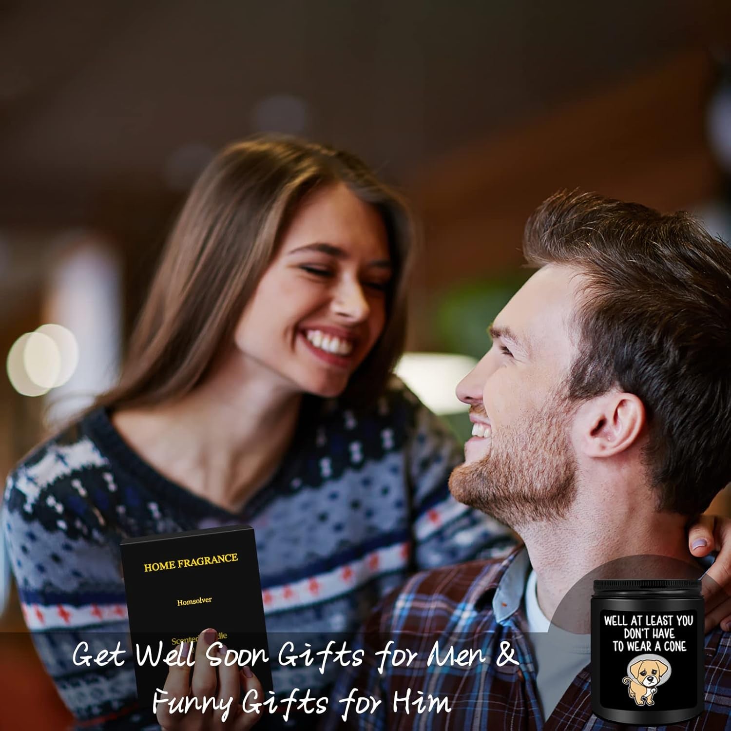 Get Well Soon Gifts for Men, Funny Gift for Him after Surgery, Feel Better Cheer up Inspirational, Sandalwood Candles for Friends Dad Brother Coworker