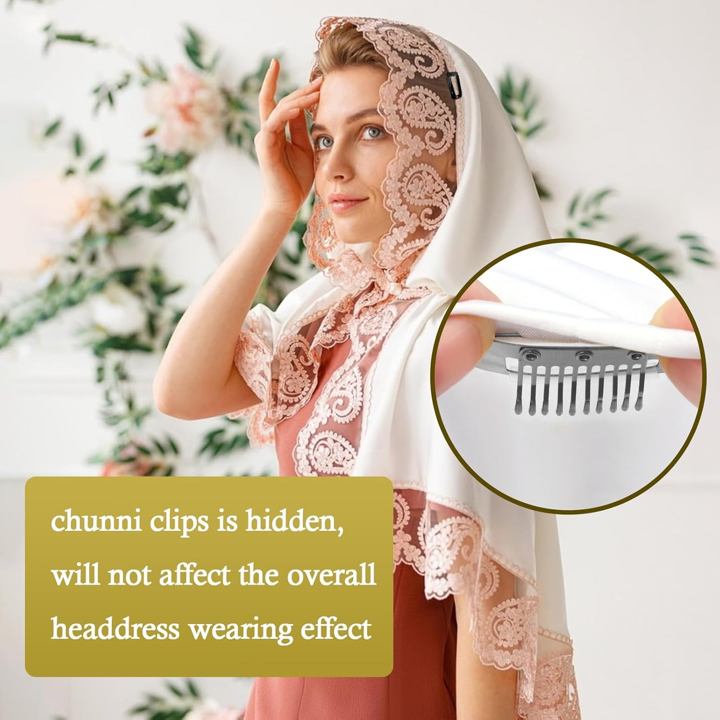 Chunni Clips with Safety Pins,8 PCS Strong Chunni Grip Dupatta Setting Clips Indian for Woman Silver