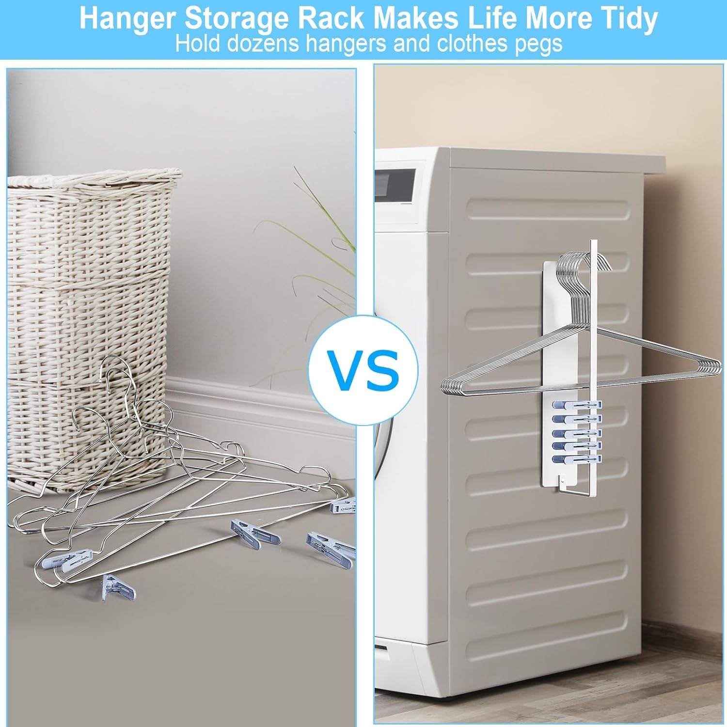 Hanger Organizer Magnetic Hanger Holder for Washing Machine Laundry Room Organization,Clothes Hangers Stacker Coat Hanger Stacker Stand Rack for Adult Kids Velvet Pants Hangers Storage