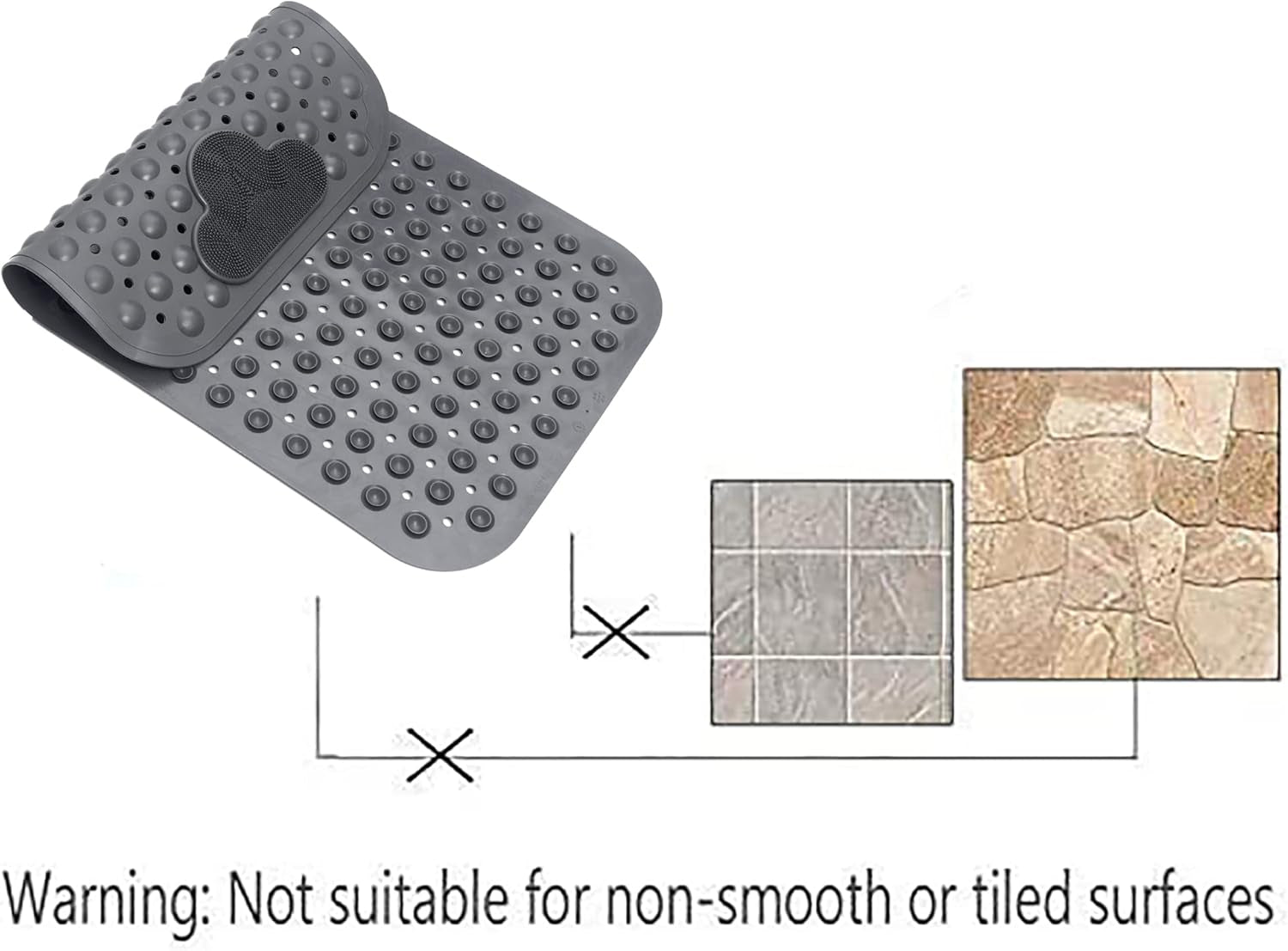 Bath Tub Mat Shower Mat Non Slip Bathtub Mats with Suction Cups Bath Mat for Tub Bathroom Mats 28" X 16" Machine Washable (Gray)