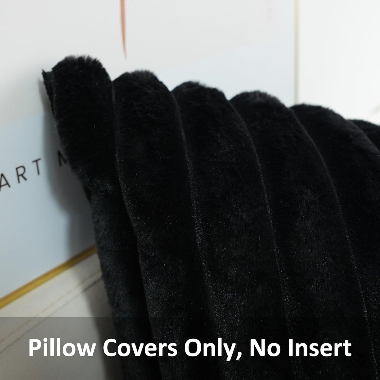 Pack of 2 Faux Fur Plush Decorative Throw Pillow Covers Couch Cushion Case Soft Pillowcases (Black, 20 X 20-Inch)