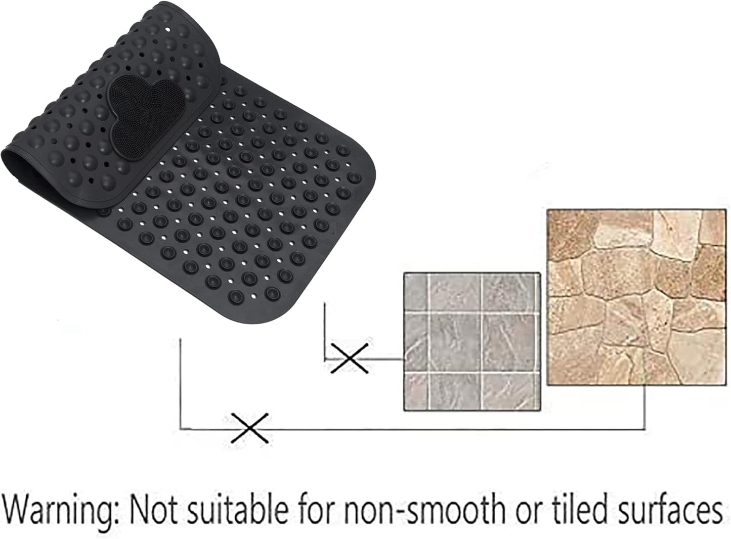 Bath Tub Mat Shower Mat Non Slip Bathtub Mats with Suction Cups Bath Mat for Tub Bathroom Mats 28" X 16" Machine Washable (Black)