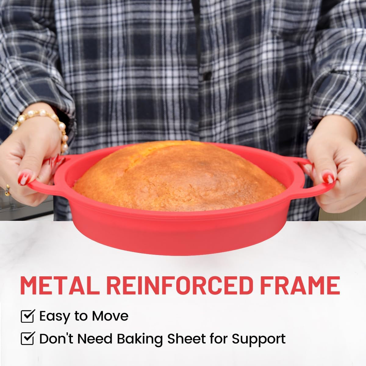 Regular 12 Cups Muffin Pan, 9" Cake Pan Silicone with Metal Frame