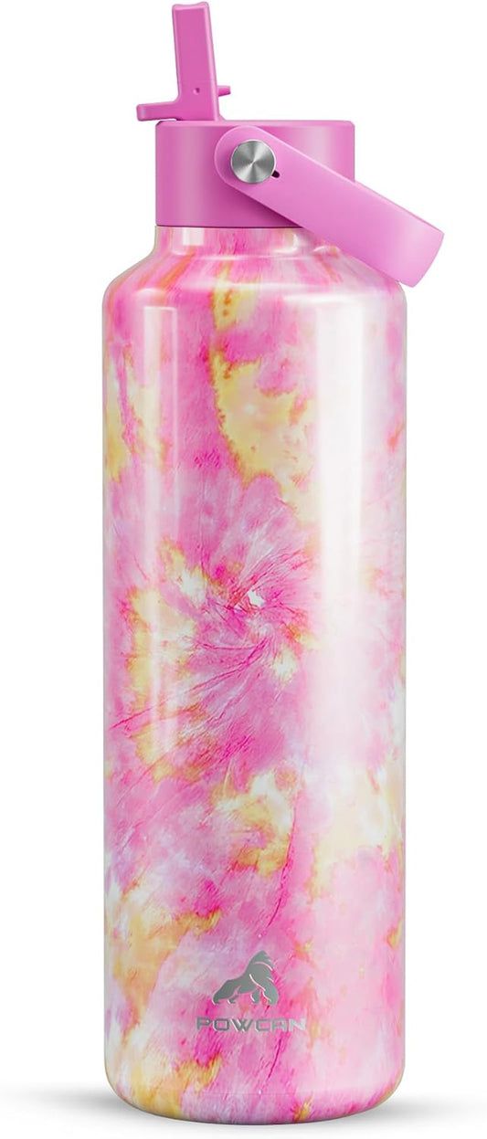 24 Oz Vacuum Water Bottle for School: Lightweight, Leakproof, Flex Cap, Bpa-Free, Cupholder Friendly, Vacuum Flask with Straw for Girl, College, Outdoors, Sport, Daily, Gift, Classroom (Citrus Dream)