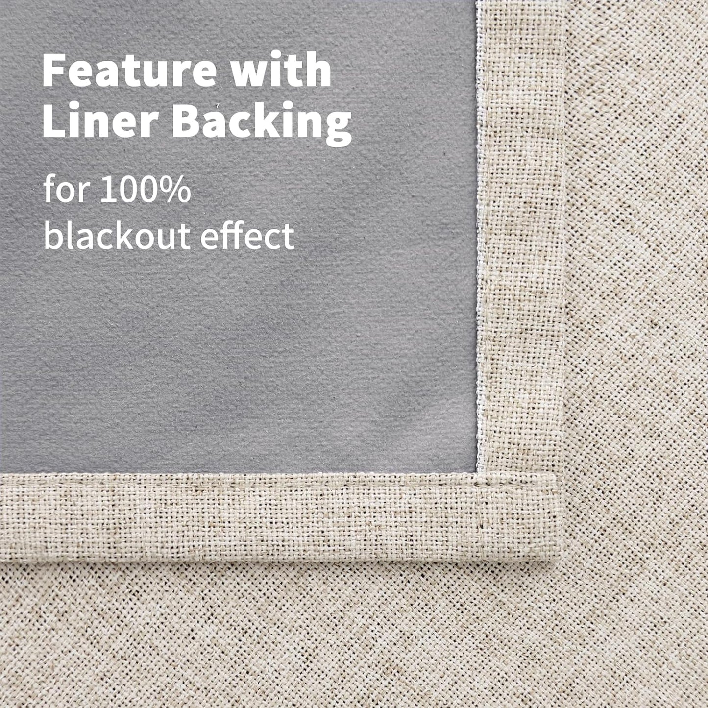 Linen Blackout Curtains 63 Inch Length for Bedroom, Grommet Thermal Insulated Black Out Window Drapes for Living Room Winter Room Darkening Blinds Privacy, 2 Panels, 52 X 63 Inch, Beige