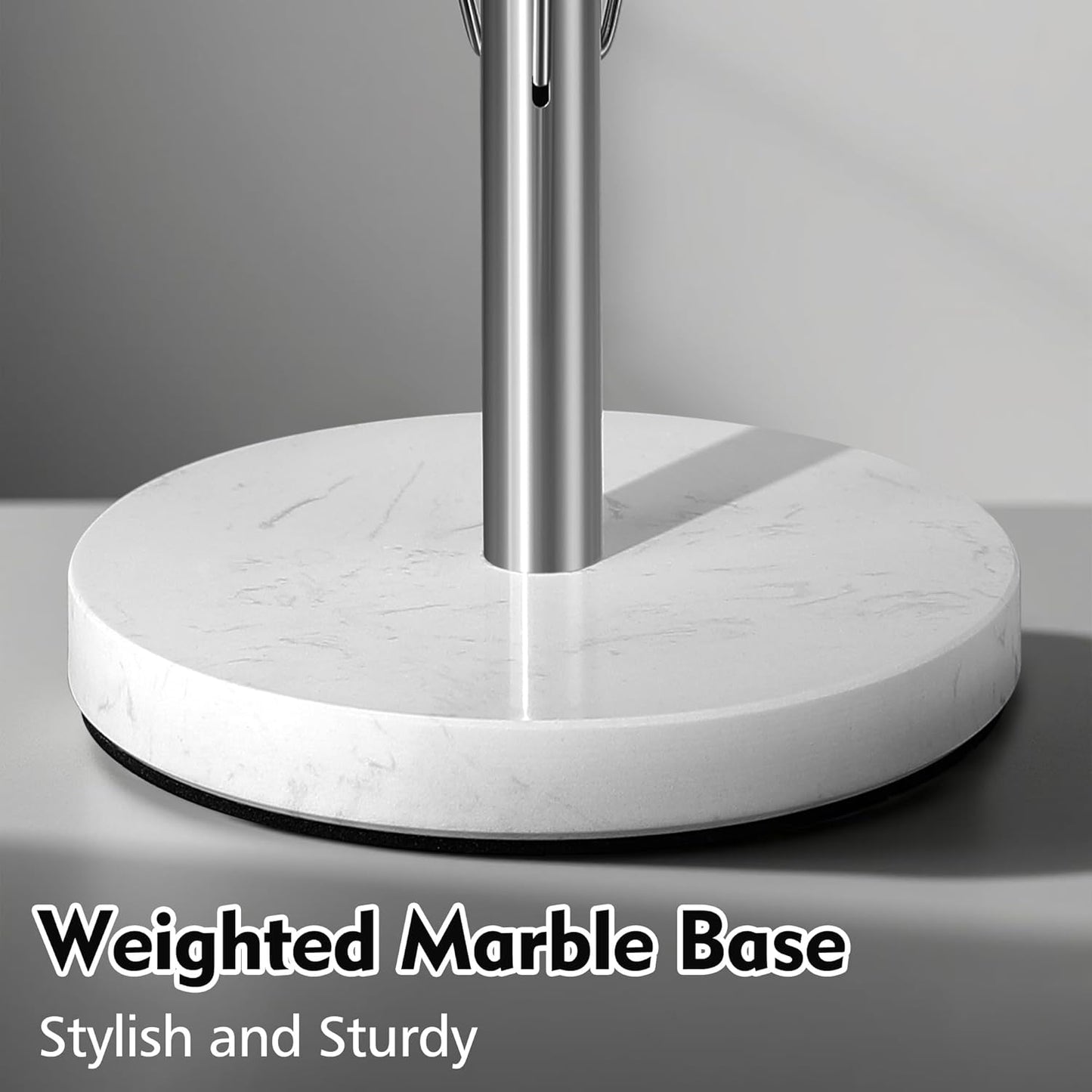 Weighted Marble Base Paper Towel Holder for Kitchen Countertop - Elegant White Design