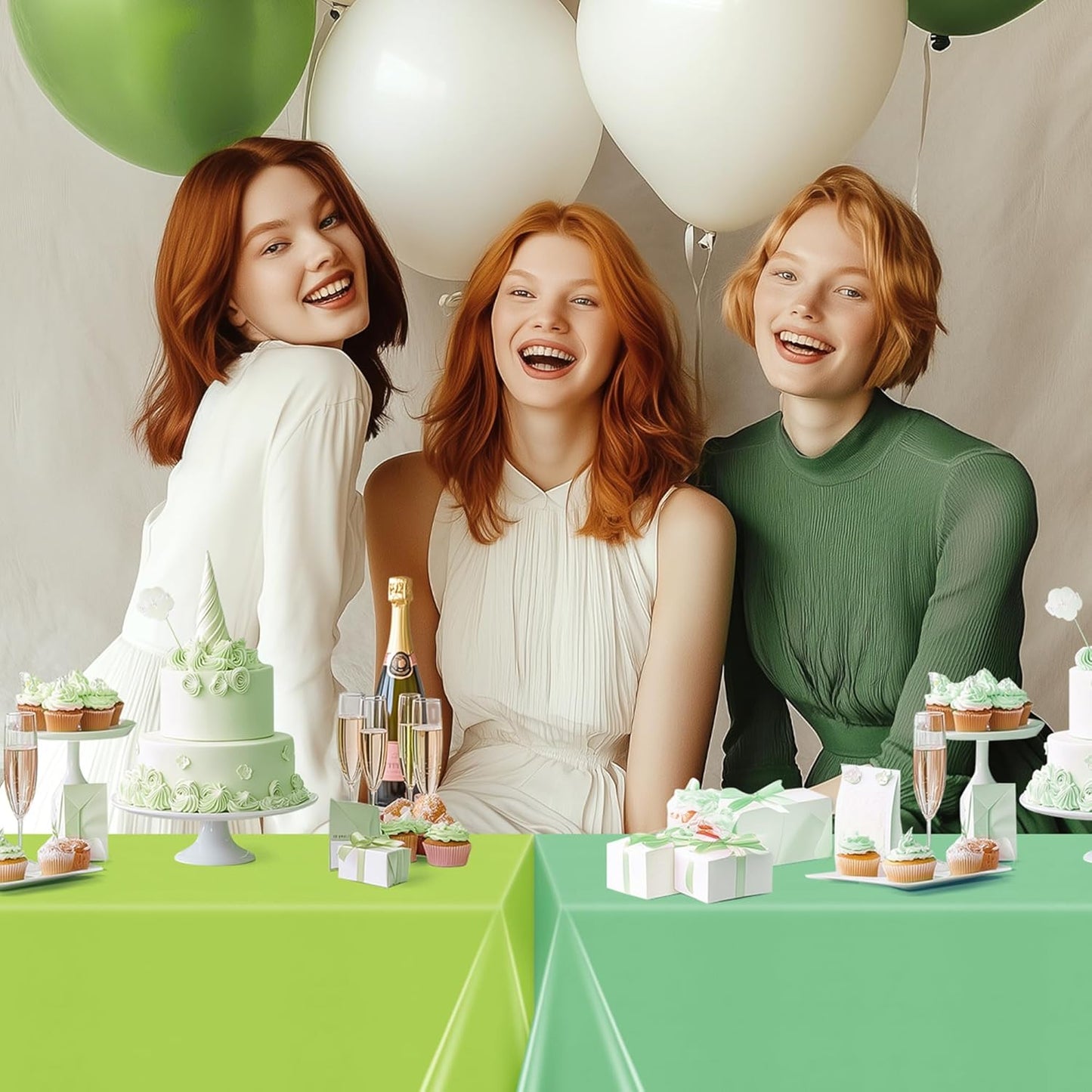 Light Green Rectangle Tablecloth Set - 4 Pieces, 54x72" Solid Color Waterproof and Spillproof Disposable Plastic Covers, Durable for Dining, Buffets, Picnics, and Outdoor Events