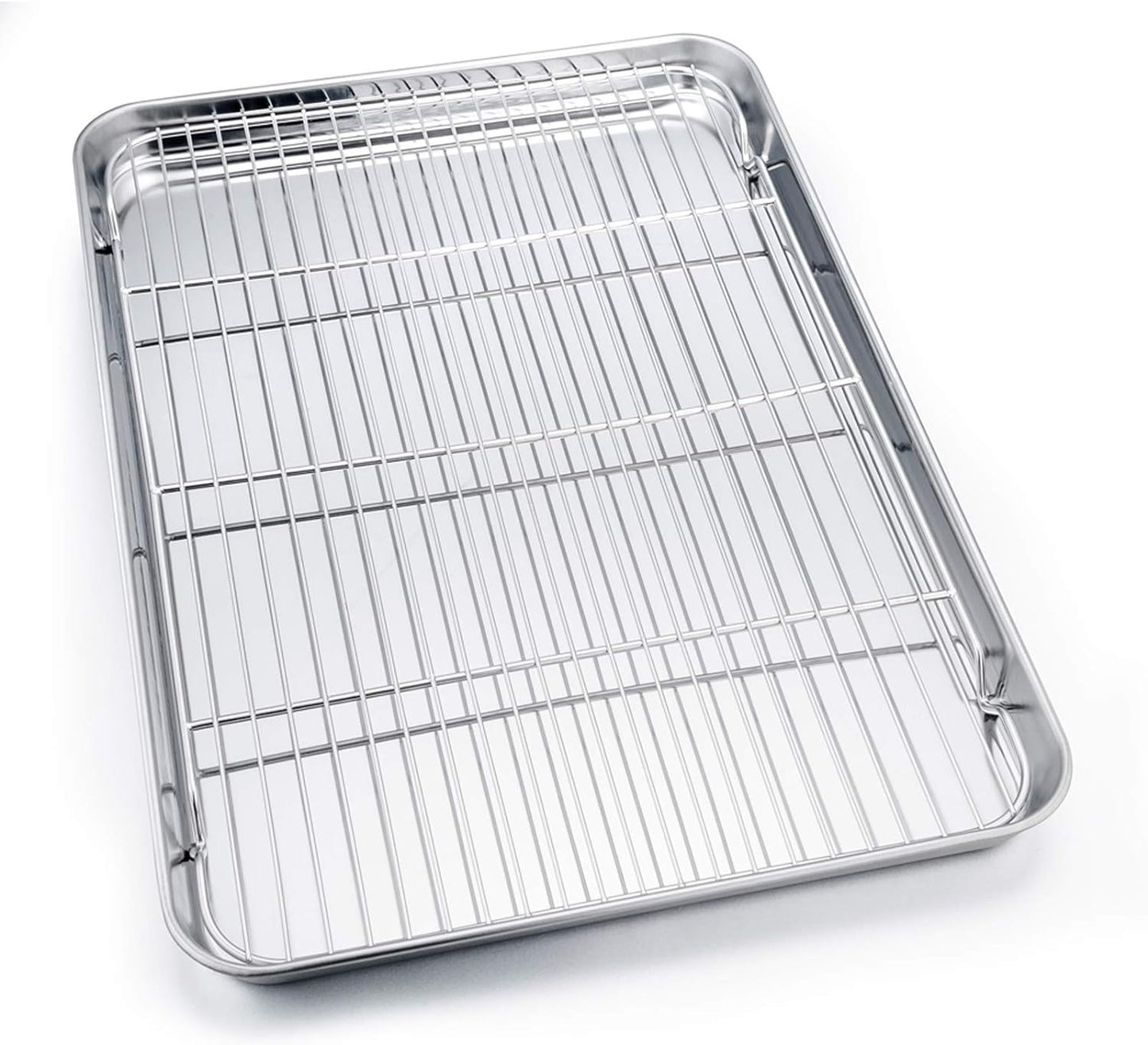 19.6 Inch Stainless Steel Baking Sheet with Rack Set (2 Pans+ 2 Racks), Cookie Sheets Baking Trays and Cooling Wire Racks, Oven & Dishwasher Safe, Pans with Flat Racks