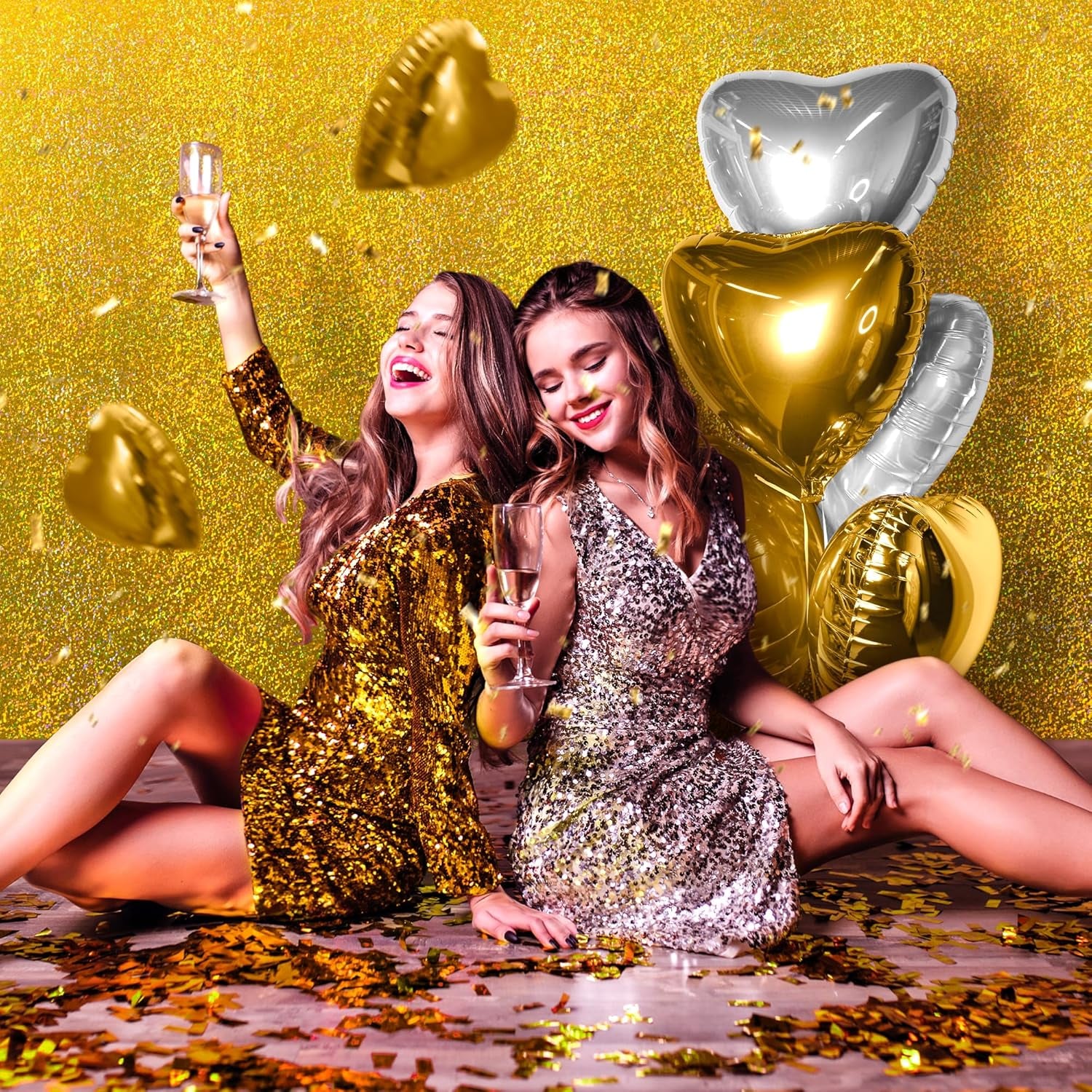 Gold Holographic Foil Tablecloths - Set of 2, 54x108 Durable Table Covers for Elegant Events, Perfect for Parties, Weddings, and Showers