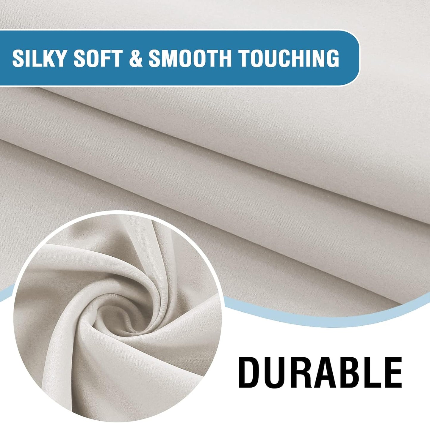 100% Blackout Tie up Curtains for Bathroom Window Thermal Insulated Small Curtains 45 Inches Long Rod Pocket Balloon Shades with Black Liner, Pumice Stone