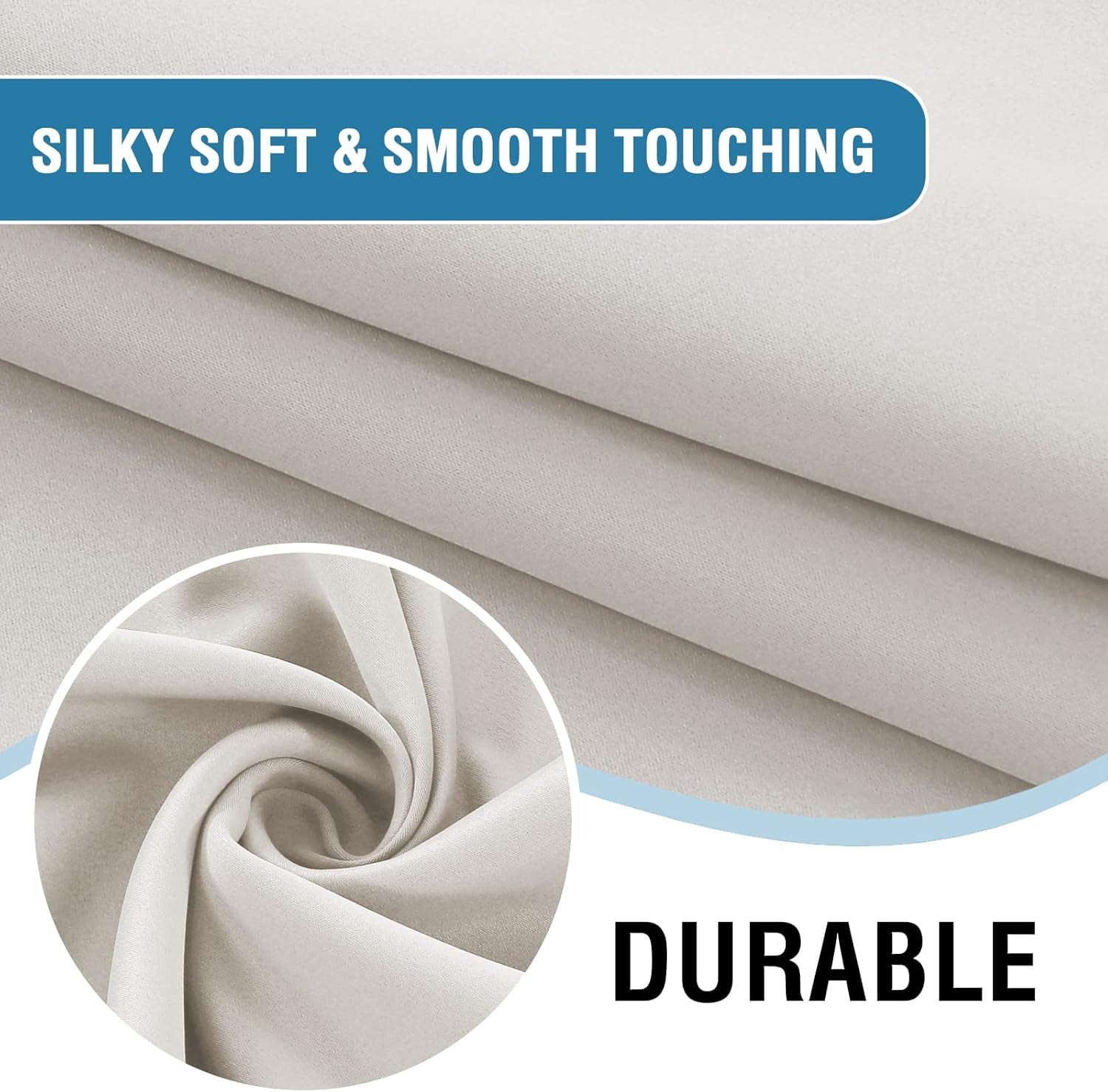 100% Blackout Tie up Curtains for Bathroom Window Thermal Insulated Small Curtains 45 Inches Long Rod Pocket Balloon Shades with Black Liner, Pumice Stone