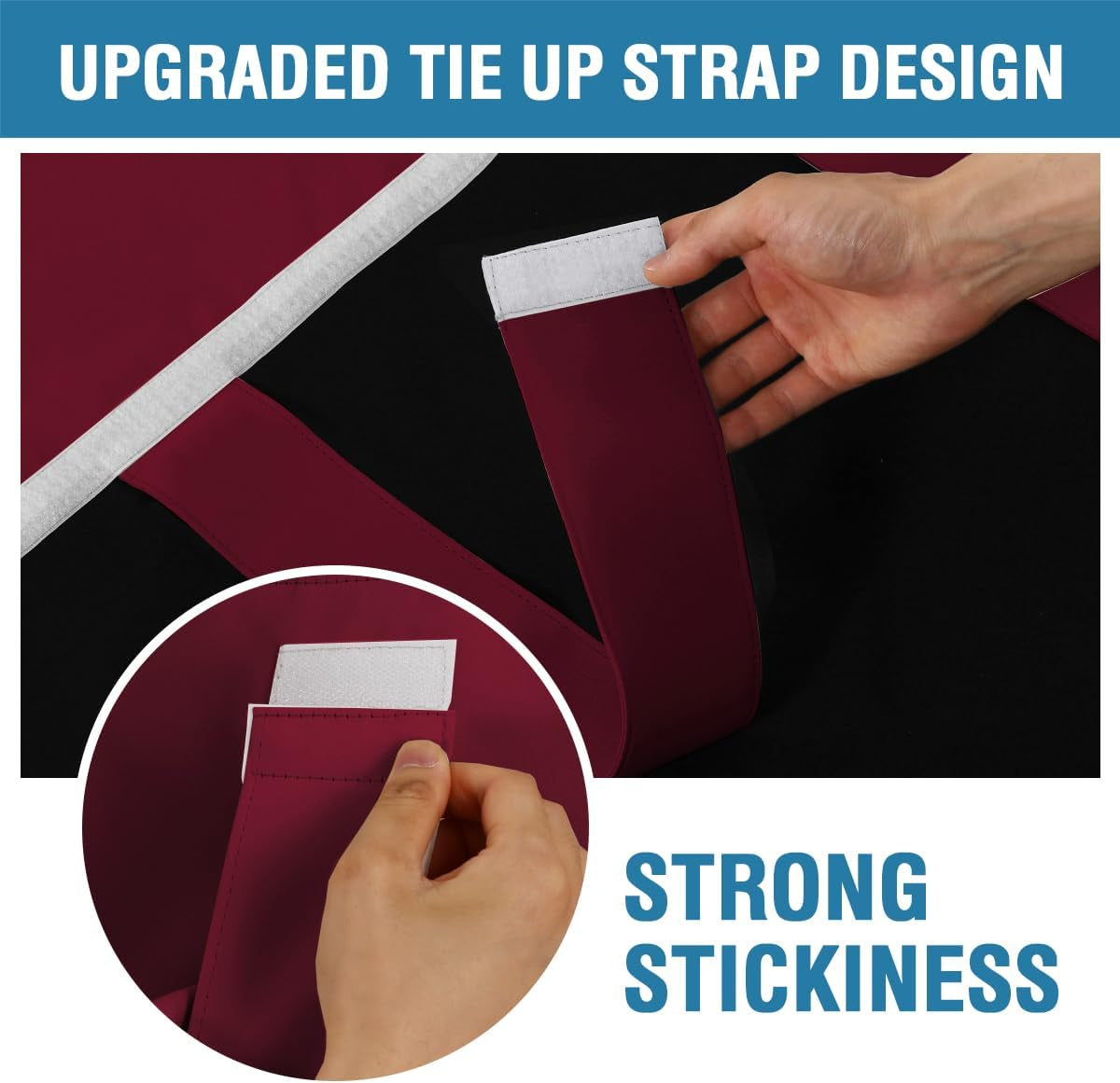 100% Blackout French Door Curtain Privacy Light Blocking Curtain for Sliding Glass Door Thermal Insulated Tie up Shade, 26X40 Inches, 1 Panel, Burgundy