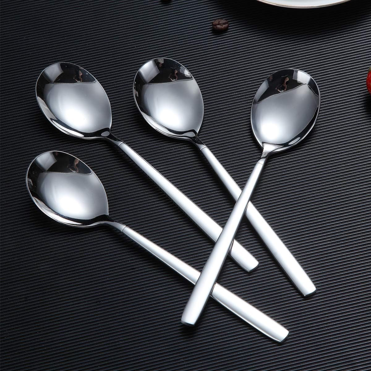 Stainless Steel Dinnerware Set of 6 - Modern Soup Spoons, Dishwasher Safe