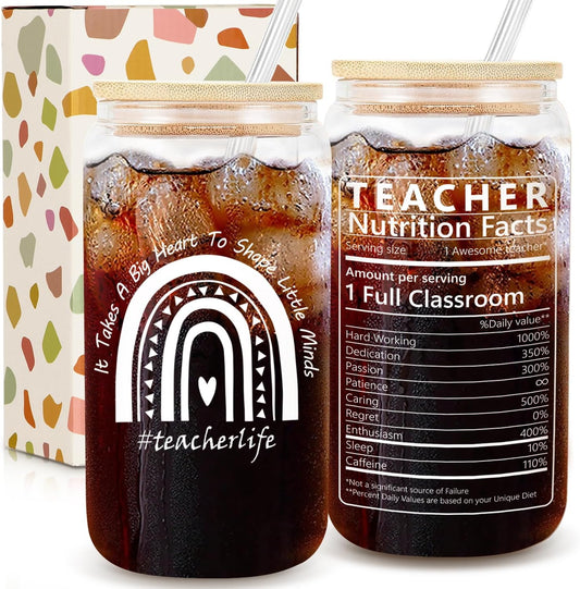 Teacher Appreciation Gifts, Best Teachers Gift, Funny Teacher Gift for Women, Birthday, Thank You, Back to School Gifts, 8 OZ Teachers Glass Cup