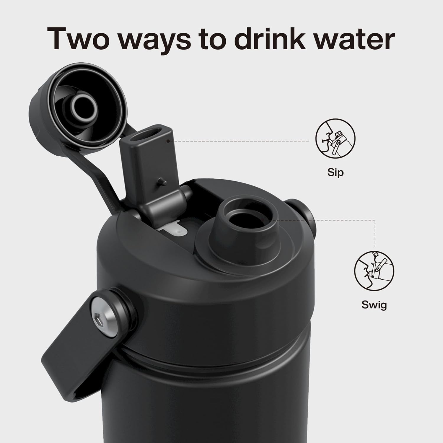 Insulated Water Bottle with Straw Stainless Steel Water Bottle, Leak-Proof, Bpa-Free, Double Wall Vacuum Keeps Cold for 24 Hours for Sports, Travel, School (26 Oz, Black Night)