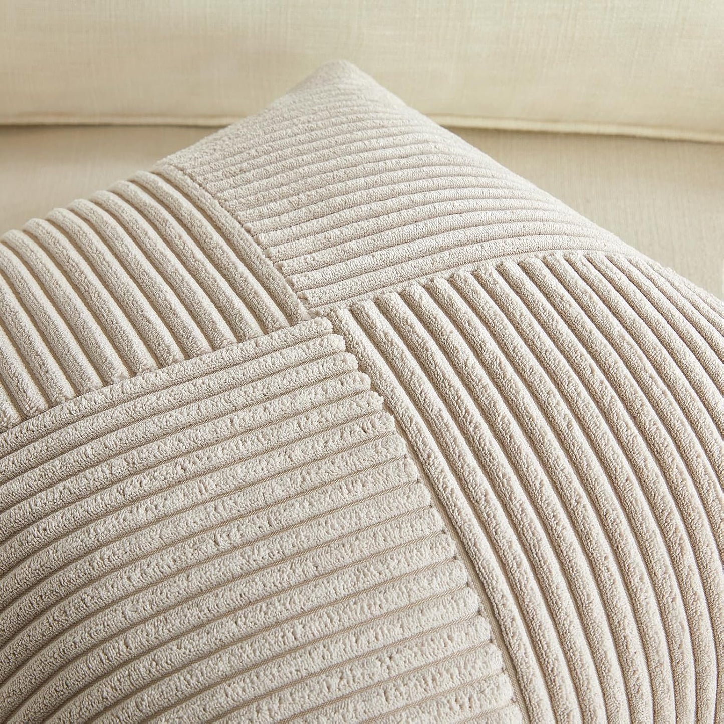 Set of 2 Taupe Boho Lumbar Rectangle Decorative Throw Pillow Covers 12X20 Inch with Diagonally Pattern for Couch Bed Sofa, Soft Corduroy Accent Modern Farmhouse Home Decorations 30X50 Cm