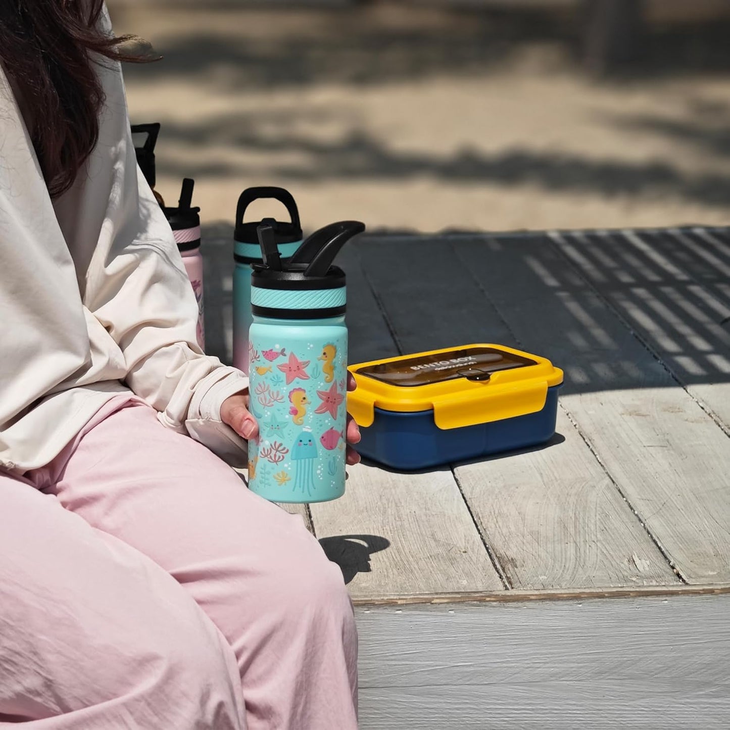 14 Oz Kids Insulated Water Bottle with Straw - Stainless Steel Double Wall Vacuum Cup, Leakproof, BPA Free, Suitable for Boys and Girls(Blue - under Construction)