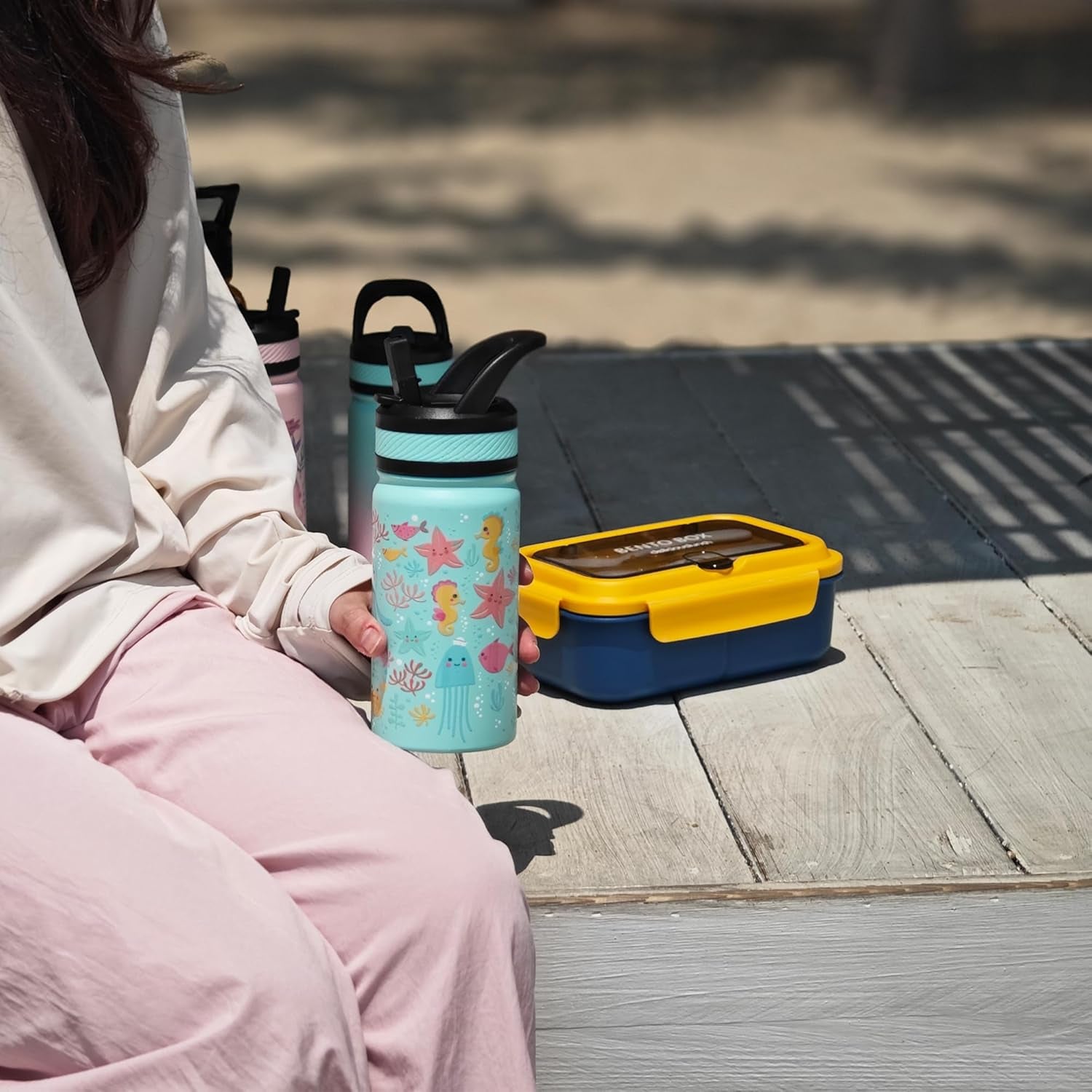 14 Oz Kids Insulated Water Bottle with Straw - Stainless Steel Double Wall Vacuum Cup, Leakproof, BPA Free, Suitable for Boys and Girls(Blue - under Construction)