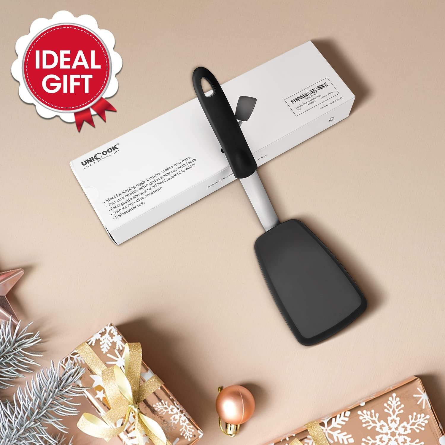 Flexible Silicone Spatula, 600°F Heat Resistant Silicone Turner for Nonstick Cookware, Essential Kitchen Cooking Utensil, Ideal for Flipping Eggs, Pancake, Burgers, Crepes and More, Medium