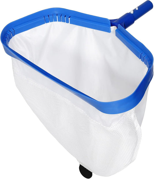 Pool Skimmer Net,Fine Mesh Pool Nets for Cleaning with Double-Layer Deep Bag,Aluminum Frame Wrapped Mesh Header for Cleaning Leaf, Debris(No Pole)
