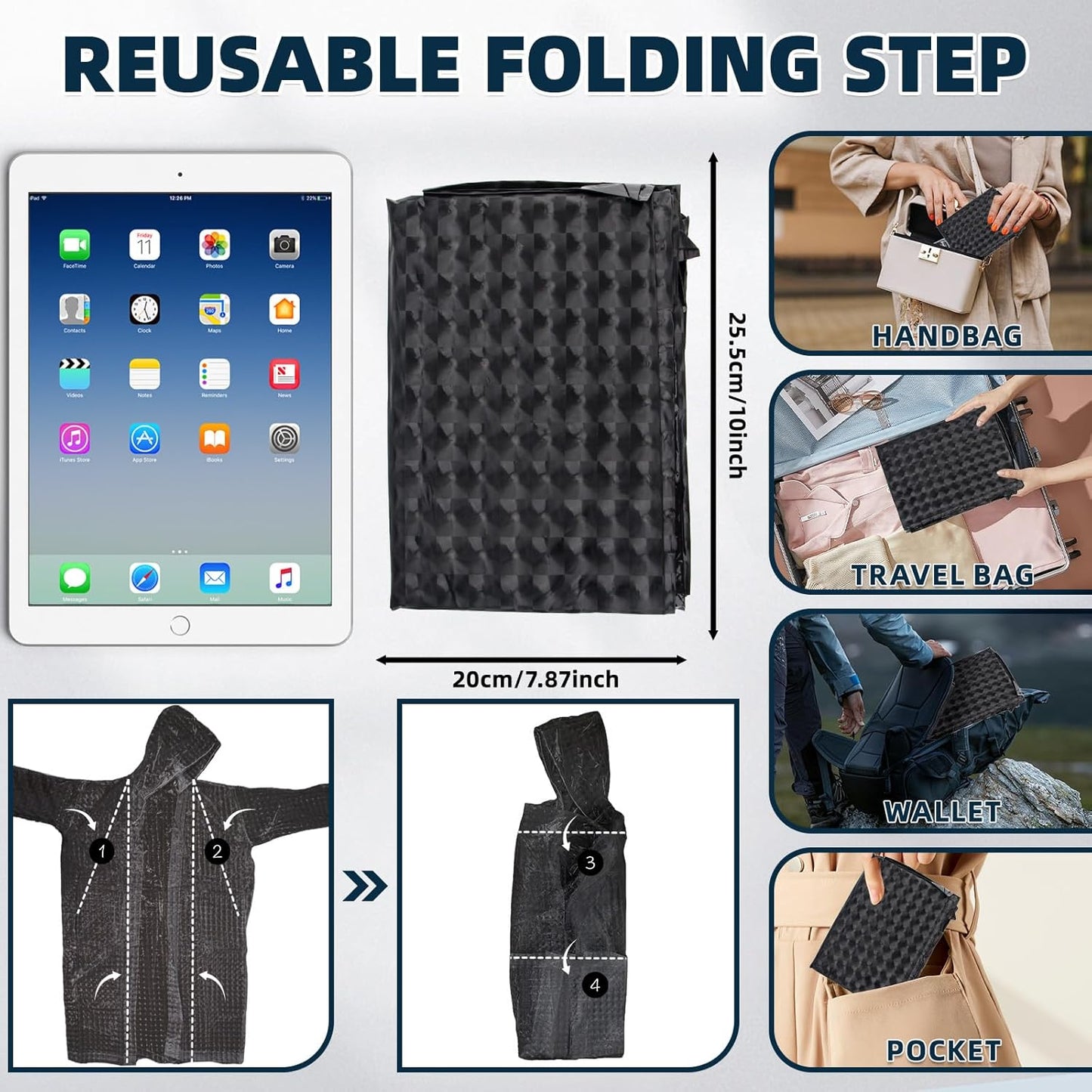 1 Pack Rain Ponchos for Adults Reusable, New Upgraded Thickened EVA Travel Raincoat Jacket with Hoods and Sleeves