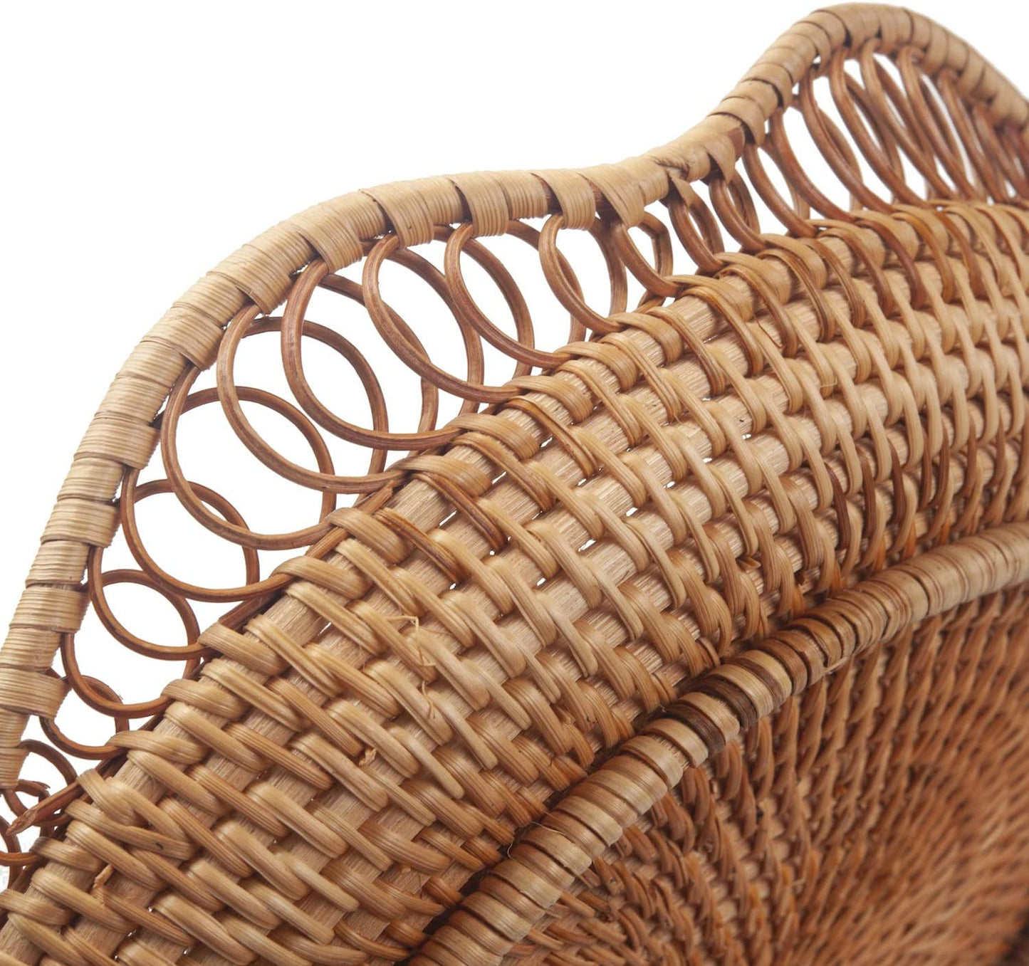 Rattan Fruit Basket for Serving Woven Bread Tray for Cake Kitchen Counter Table Natural (11.8Inch D X 3.5Inch H)