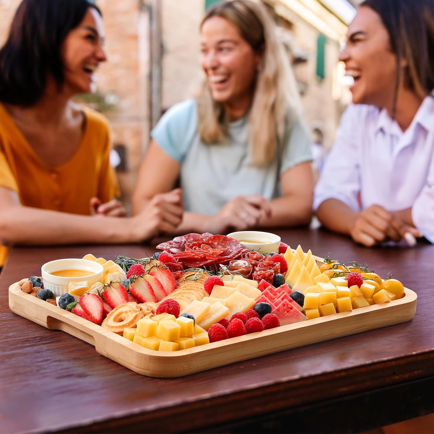 Charcuterie Boards with Lid, Bamboo Cheese Board Set with Locking Lid with Handle, Charcuterie Board Accessories - House Warming Gifts New Home, Bridal Shower Gifts, Wedding Gifts