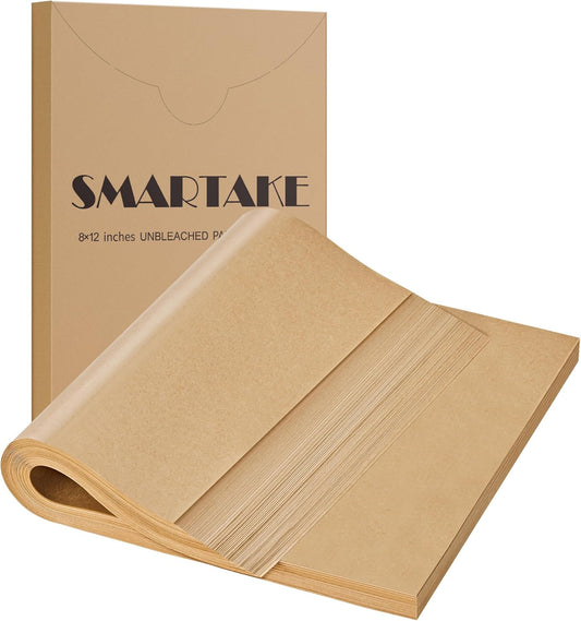 200 Pcs Parchment Paper Baking Sheets, 8X12 Inches Non-Stick Precut Baking Parchment, for Baking Grilling Steaming Bread Cup Cake Cookie and More (Unbleached)