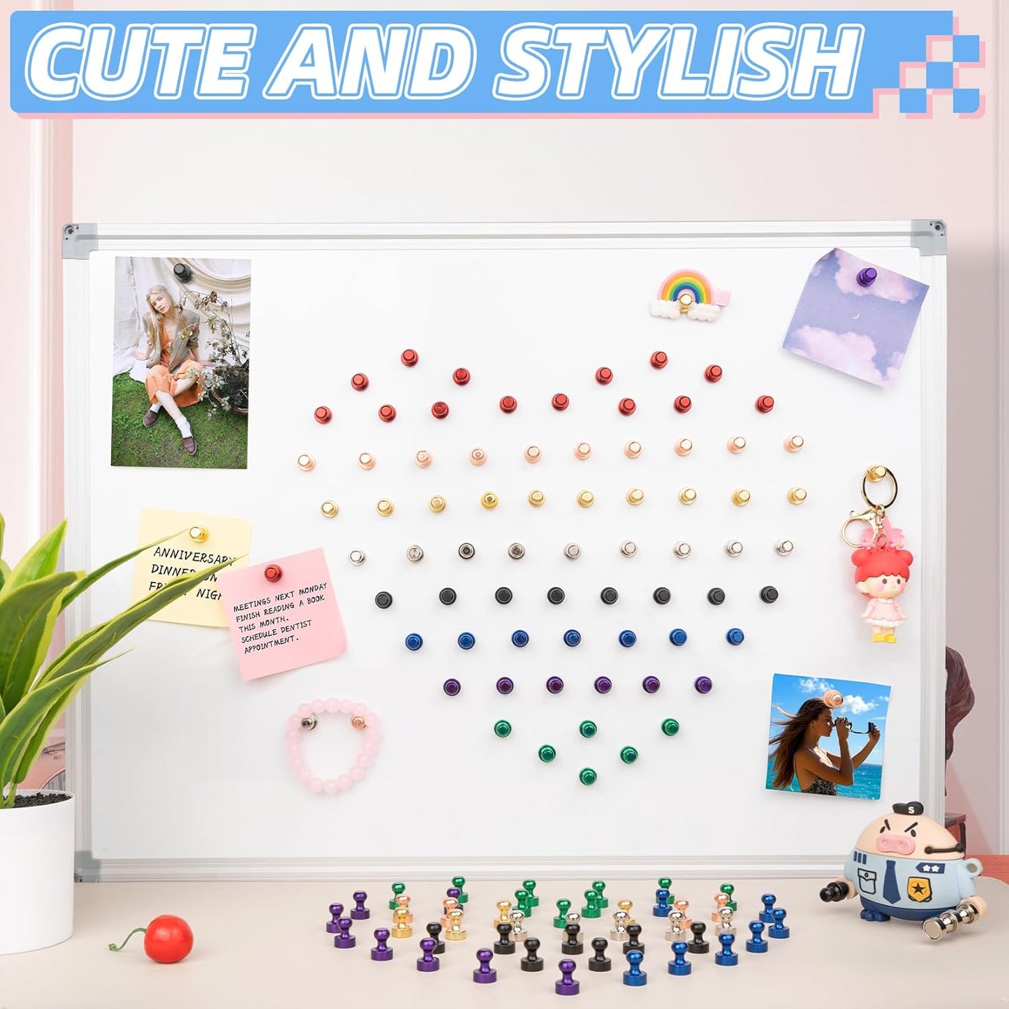12-Piece Set of Black Strong Refrigerator and Whiteboard Magnets for Office, Classroom, and Kitchen Use