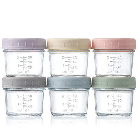 6 Pack Glass Baby Food Storage Containers - 4 Oz Baby Food Storage Jars with Lids, Baby Food Maker, Microwave, Dishwasher & Freezer Safe