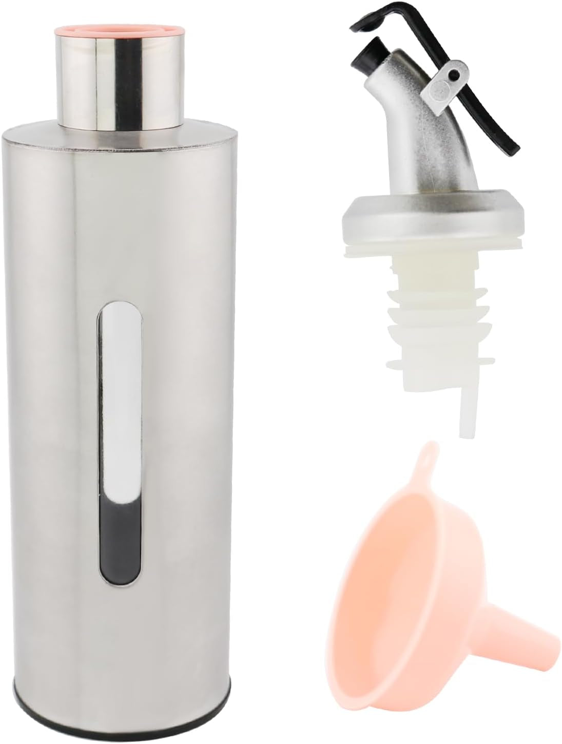Olive Oil and Vinegar Dispenser Bottle Set for Kitchen,9.9Oz Clear Plastic Olive Oli Carafe(290Ml) with Pourers and Funnel (Large)