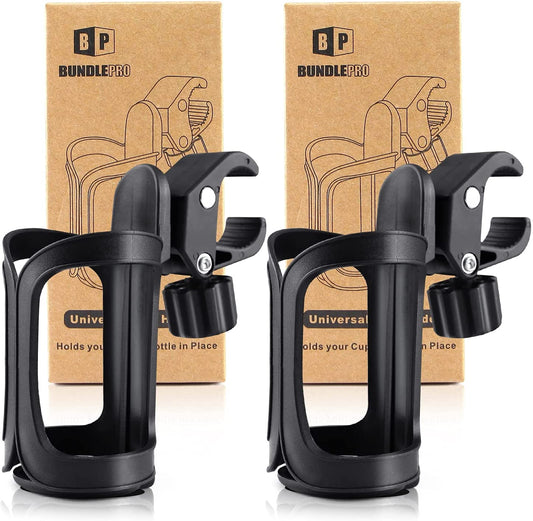 Pack of 2 Stroller Cup Holders, Universal Drinks Holder for Bikes, Trolleys or Walkers