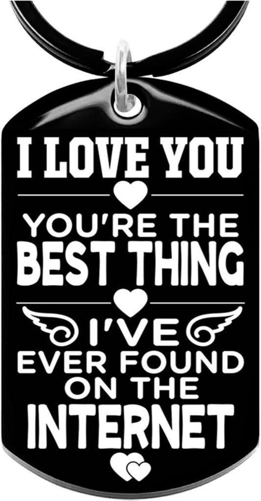 Gifts for Boyfriend - Valentines Day Gifts for Him - YOU'RE the BEST THING I'VE EVER FOUND on the INTERNET Keychain Christmas Xmas White Elephant Gift for Men, 2026 Husband Stocking Stuffers