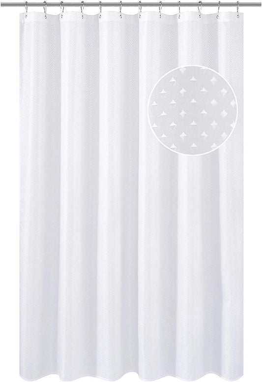 Hotel Fabric Shower Curtain or Liner, Cloth Textured White Shower Curtain with Bottom Magnets, Machine Washable, 72 X 72 Inches for Bathroom