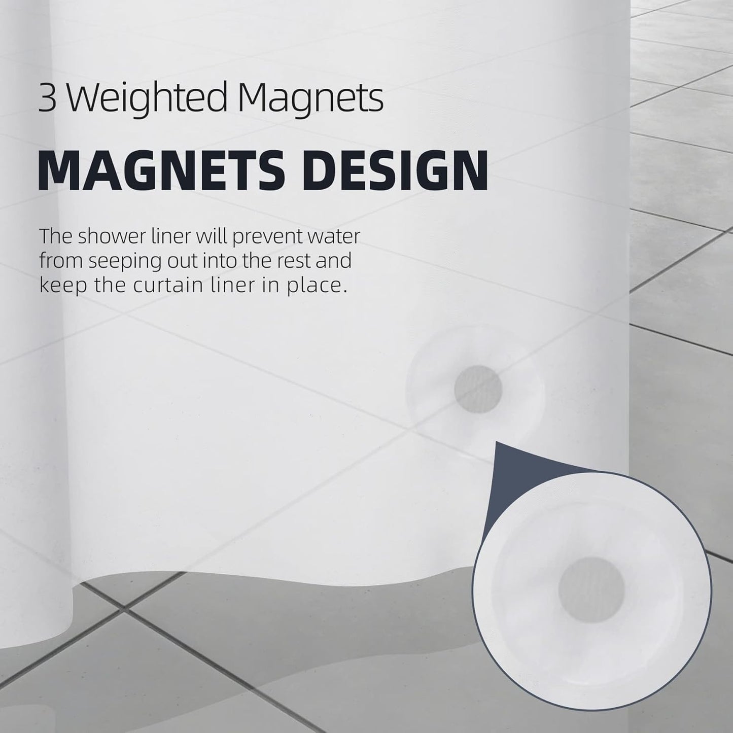 12 Pcs Shower Curtain Hooks and 72 X 72 Frosted Shower Curtain Liner