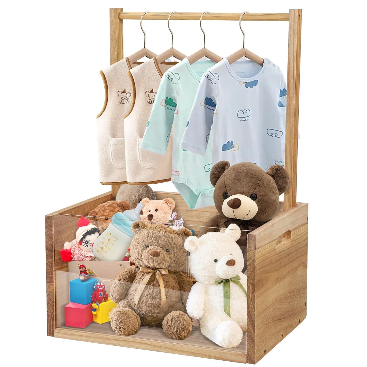 Elegant Wooden Baby Shower Crate with Handle - Ideal Gift Basket for Baby Clothes and Thoughtful Pregnancy Gifts for New Parents