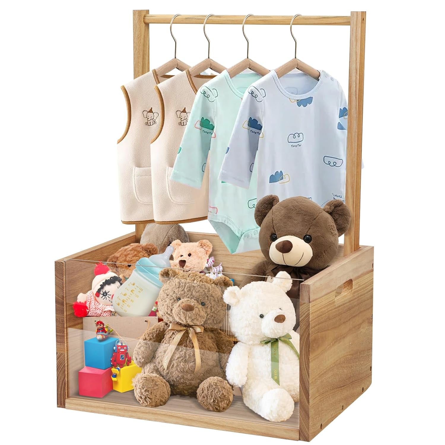 Elegant Wooden Baby Shower Crate with Handle - Ideal Gift Basket for Baby Clothes and Thoughtful Pregnancy Gifts for New Parents