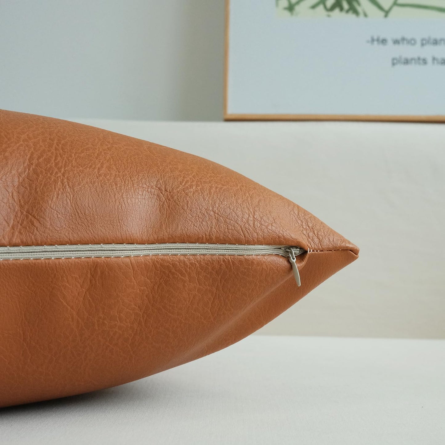 Modern Leather Throw Pillow Cover for Couch Sofa Bed 12 X 20 Inch 100% Faux Leather