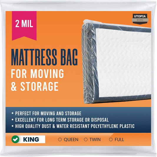 Mattress Bag for Moving King Size Mattress Storage Bag, Plastic Mattress Encasement Cover, Fits Mattresses up to 14 Inches