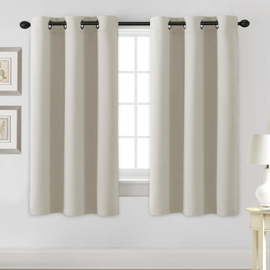 Blackout Curtains for Bedroom Thermal Insulated Room Darkening Living Room Curtains 63 Inch Long Grommet Privacy Protection Window Curtain Panels/Drapes for Nursery,2 Panels,Ivory/Cream