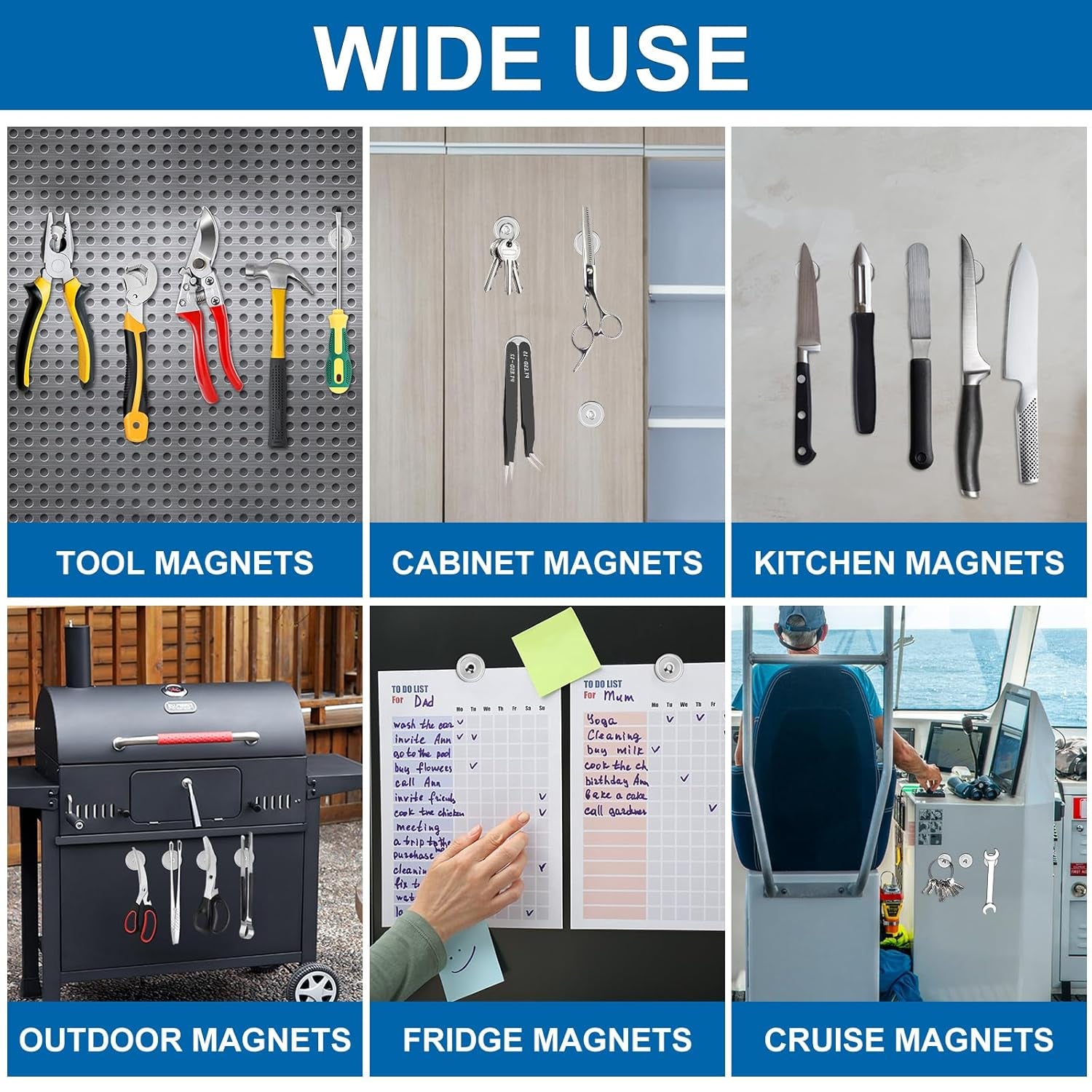 20LBS Neodymium Magnets, 6Pack Rare Earth Magnets with Matching Screws, for Kitchen Doors, Tool Room, Lifting - 0.63X0.19Inch