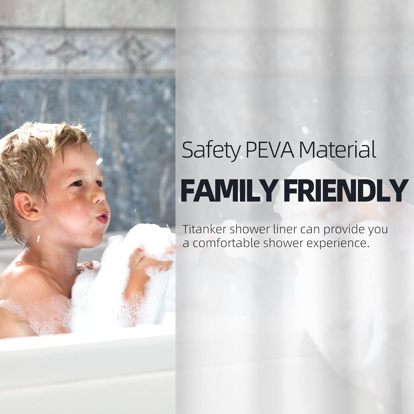 12 Pcs Shower Curtain Hooks and 72 X 72 Frosted Shower Curtain Liner