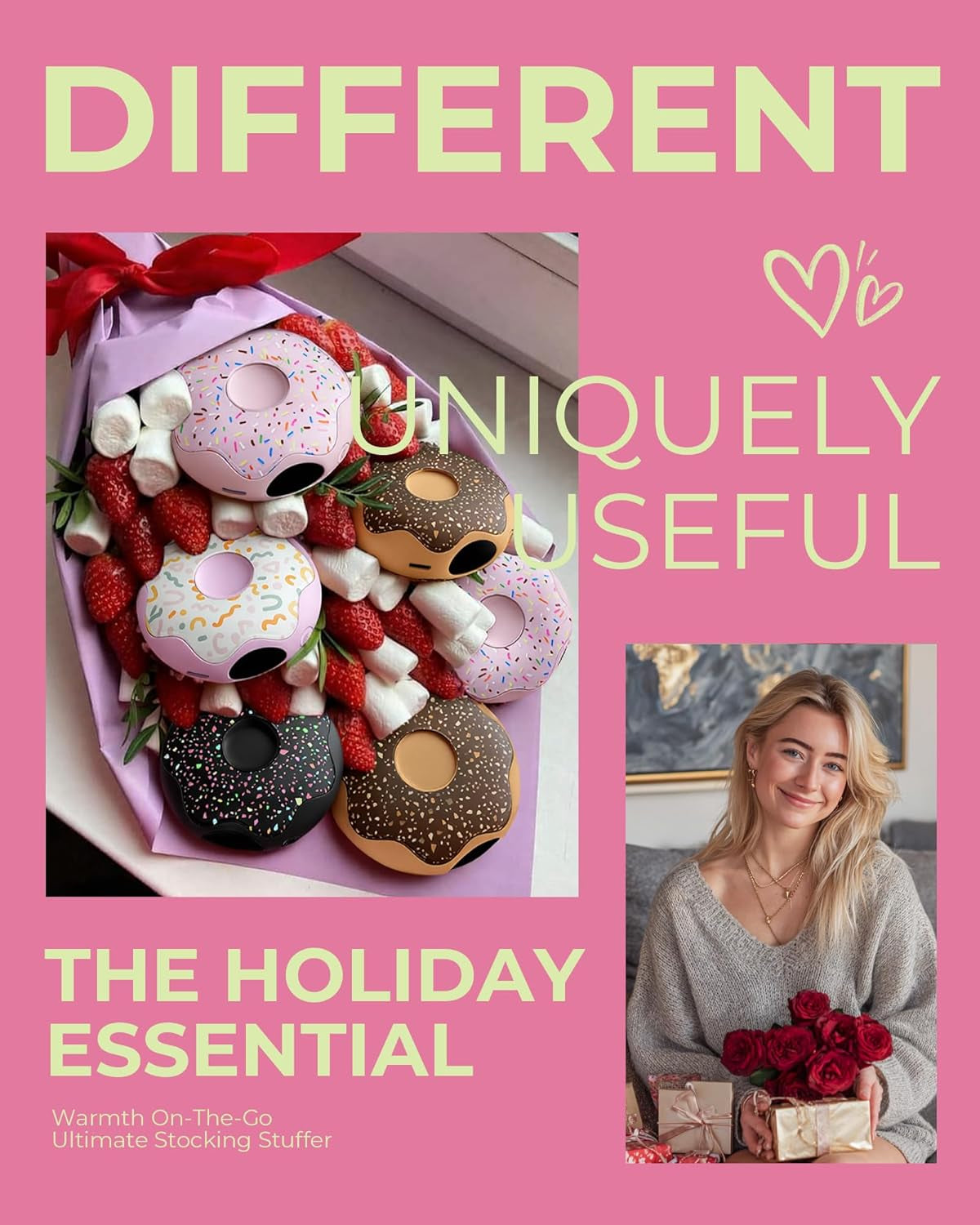 Hand Warmer Rechargeable,  Portable Heater, 3 Heat Settings, 4000Mah Reusable Portable Pocket Heater,Double-Sided Hot Hands for Raynaud'S, Golf,Hunting, Stocking Stuffers