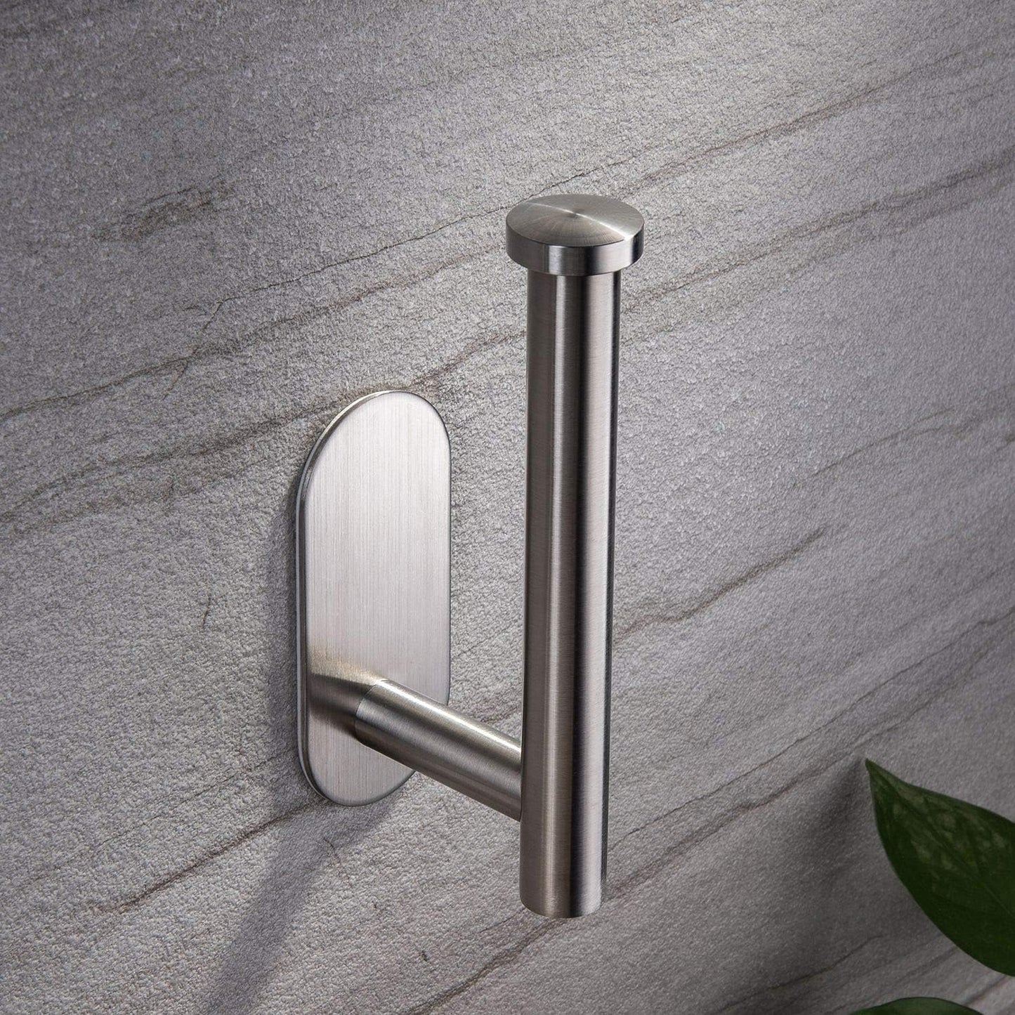 Self-Adhesive Toilet Paper Holder - No-Drill Stainless Steel Brushed Bathroom Accessory