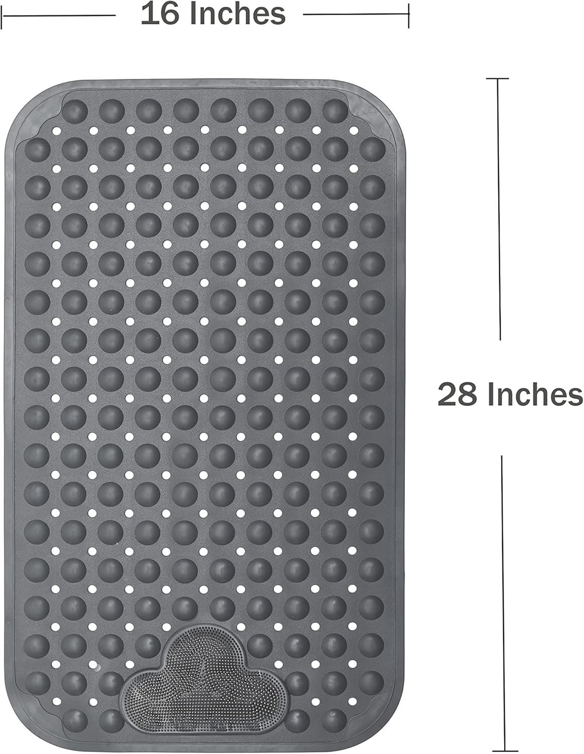 Bath Tub Mat Shower Mat Non Slip Bathtub Mats with Suction Cups Bath Mat for Tub Bathroom Mats 28" X 16" Machine Washable (Gray)