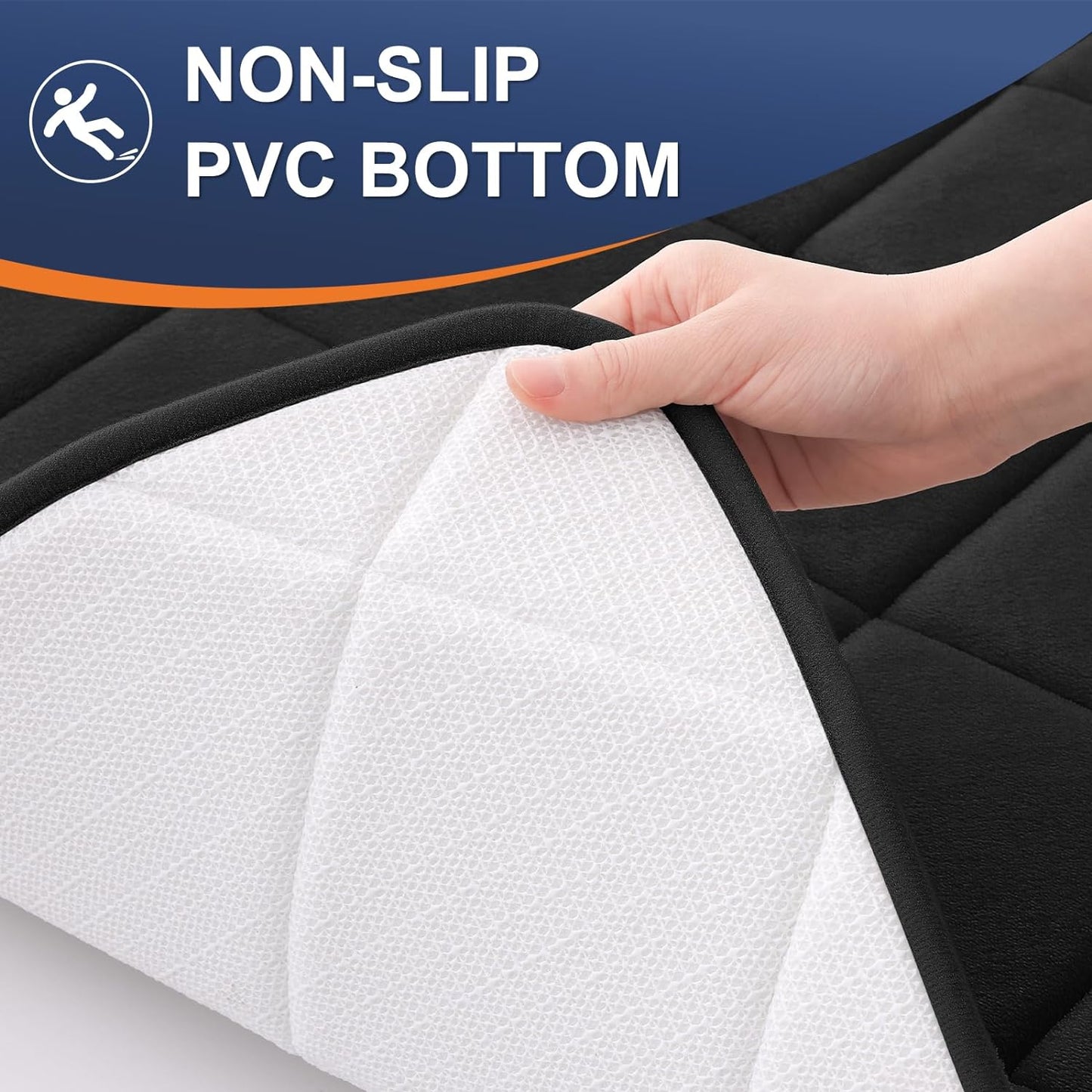Memory Foam Toilet Rugs U-Shaped 24X20, Ultra Soft and Absorbent Bathroom Rugs, Machine Washable Quick Dry, Comfortable Bathroom Contour Bath Mats for Toilet Base, Black