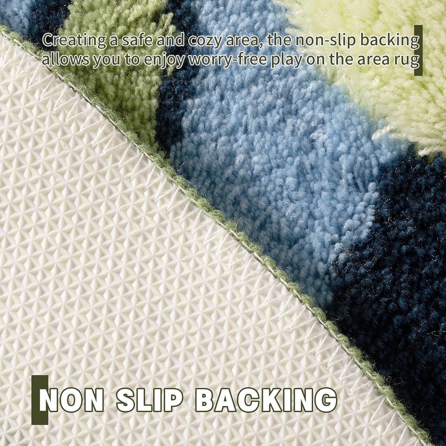 Modern Round Area Rug in Grass Green Moss - Non-Slip Shag Fluffy Carpet, Washable Circle Rug for Bedroom, Nursery, Girls' Room, Living Room, Playroom, and Dorm Decor (4x4 Ft)