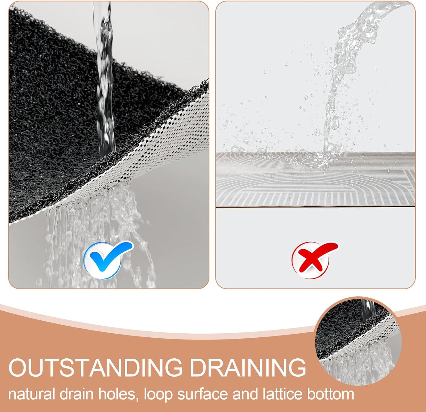 Shower Mats for Showers anti Slip for Elderly, 24'' X 17'' Non Slip Bath Mat for inside Shower, Bath Tub Mats for Bathroom Non Slip for Shower, PVC Loofah Bathroom Mats, Black