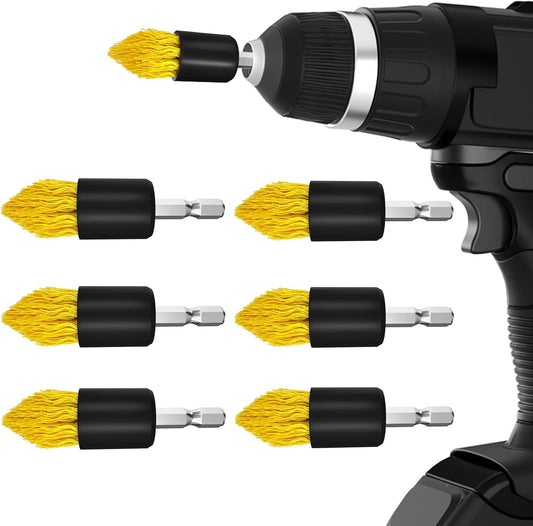 6 Piece Drill Brush with Multi-Purpose & Grout Head,Crevice Cleaning Brush,3/4”W Drill Brush Attachment Set, Detailing Brushes for Home/Kitchen/Bathroom/Grout/Tile/Shower/Tub